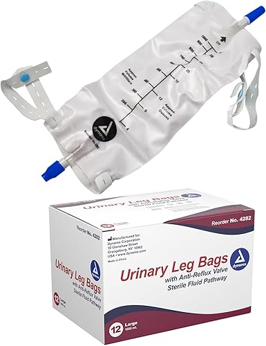 Dynarex Bolsa para piernas urinarias, para uso con catéter, tiene un cierre antigoteo y válvula antirreflujo, incluye correas fáciles de usar,