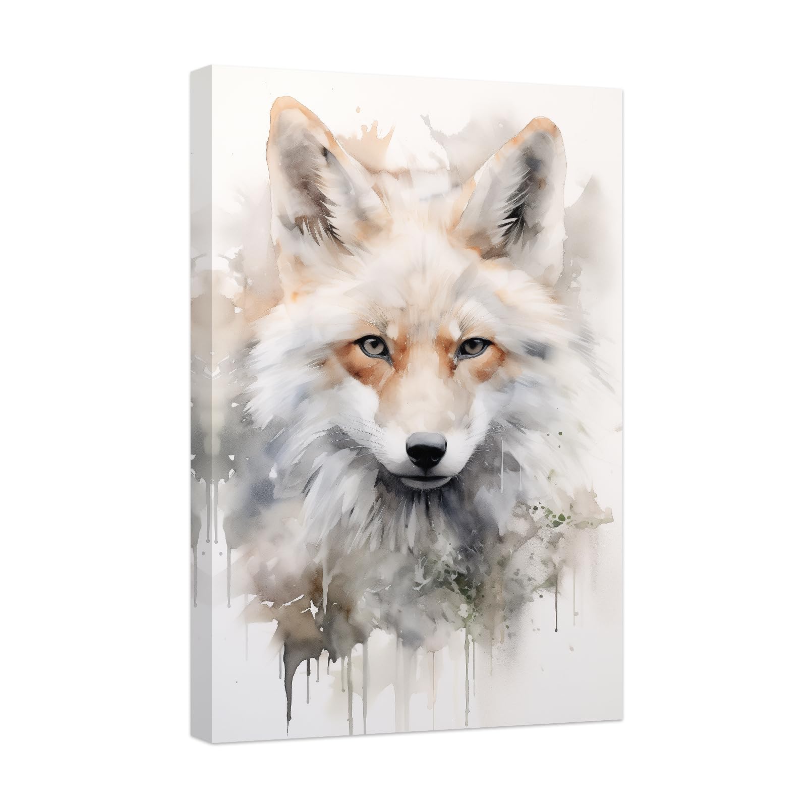 CCWACPP Fox Canvas Wall Art Watercolor Animal Pictures Abstract Wildlife Portrait Painting for Living Room Bedroom Office Home Wall Decor Framed (70.00 x 105.00 cms) — image 1