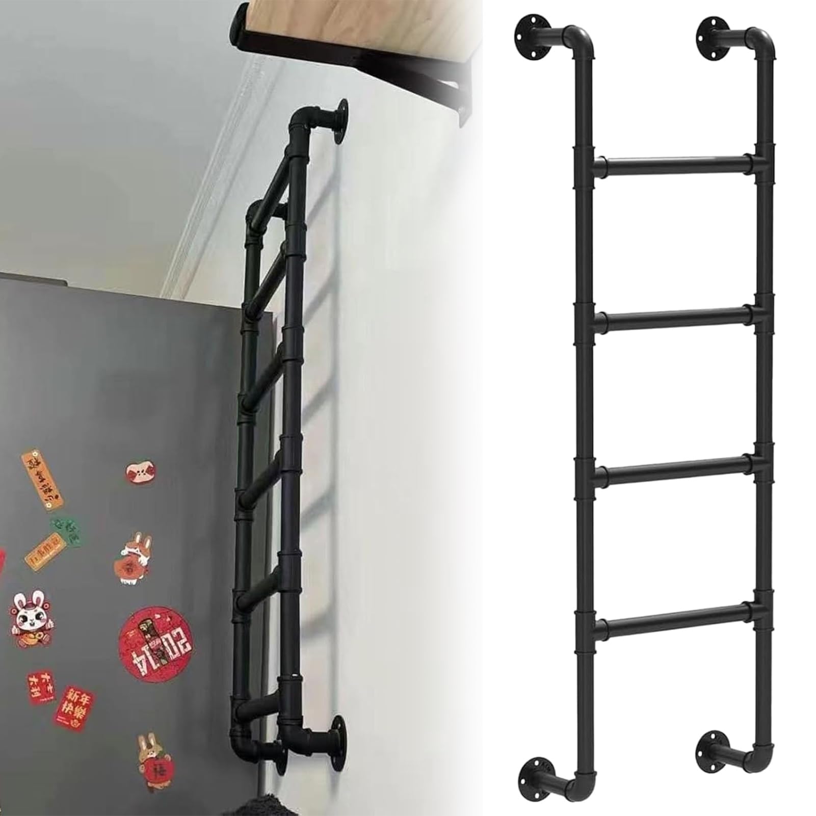 Échelle de lit mezzanine métallique haute résistance, finition premium pour accès grenier