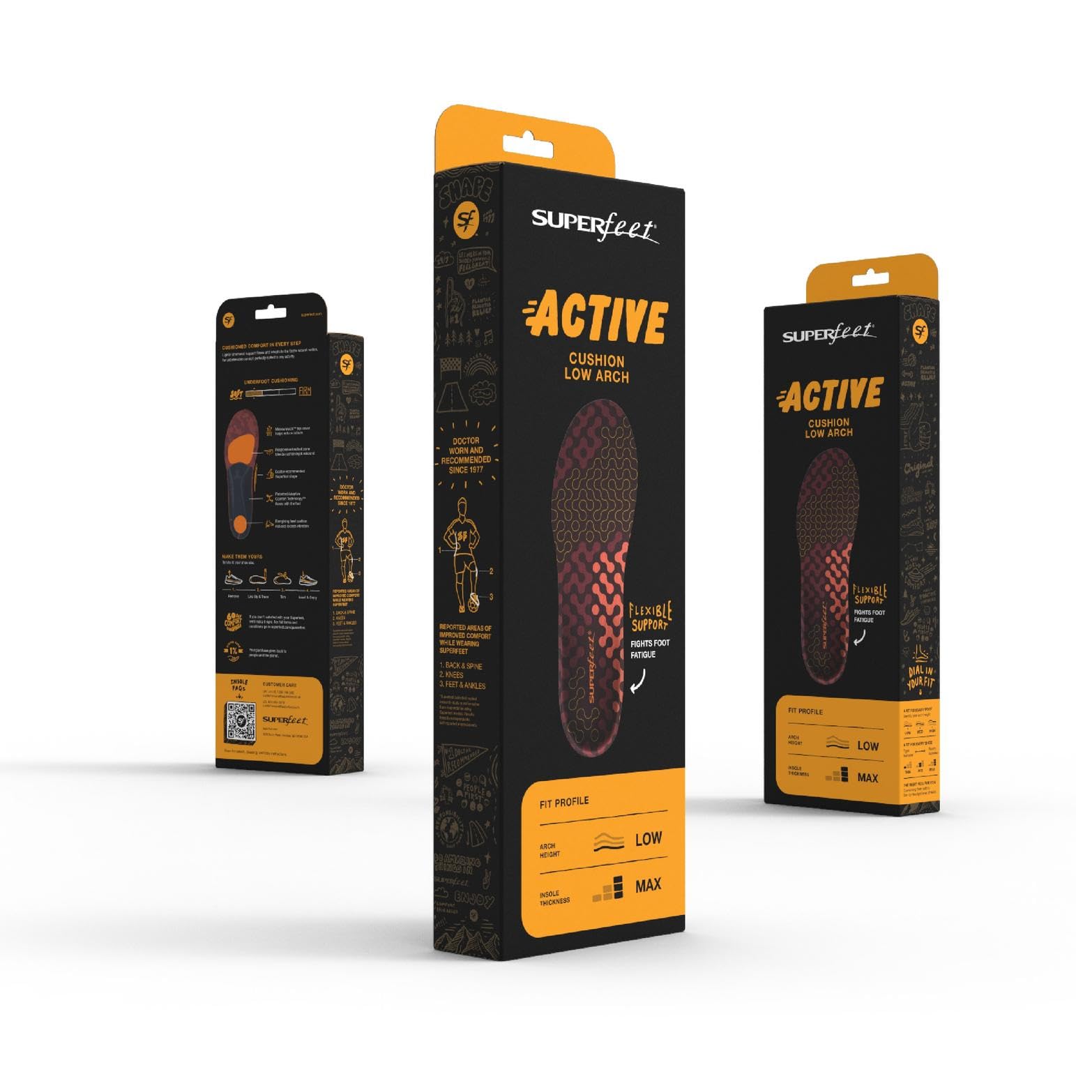 Superfeet Active Cushion Arco Bajo, Plantillas Recortables, EU 42-44 | Plantillas Recortables, Soporte para Arcos Bajos, Tecnología Adaptive Comfort, Materiales 100% Reciclados