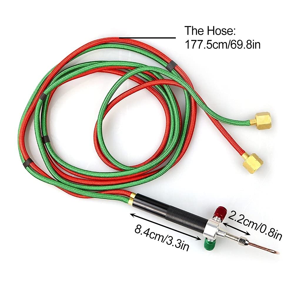 Mini pistola de soldadura de gas, antorcha de soldadura de oxígeno, kit de antorcha de oxígeno con 5 puntas para reparación de joyas