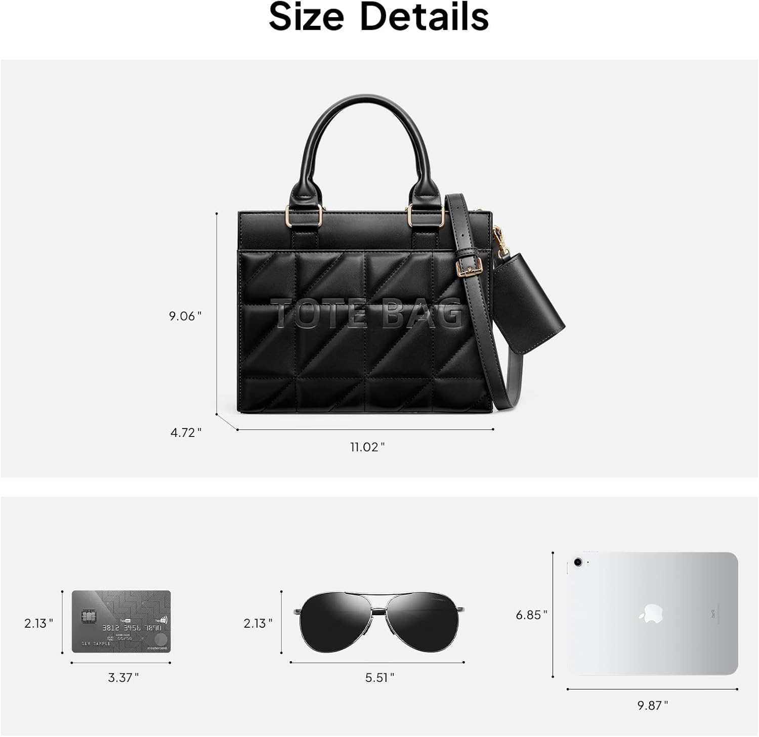 TOPEAST Small Tote Bag for Women，Quilted Tote Bag Designer Satchel Handbags Top-handle Purses with Strap