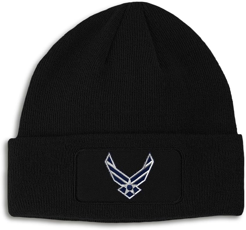 Speedy Pros Patch Beanie Air Force Emblem Embroidery Skull Cap Hats for Men & Women Acrylic Winter Hats One Size