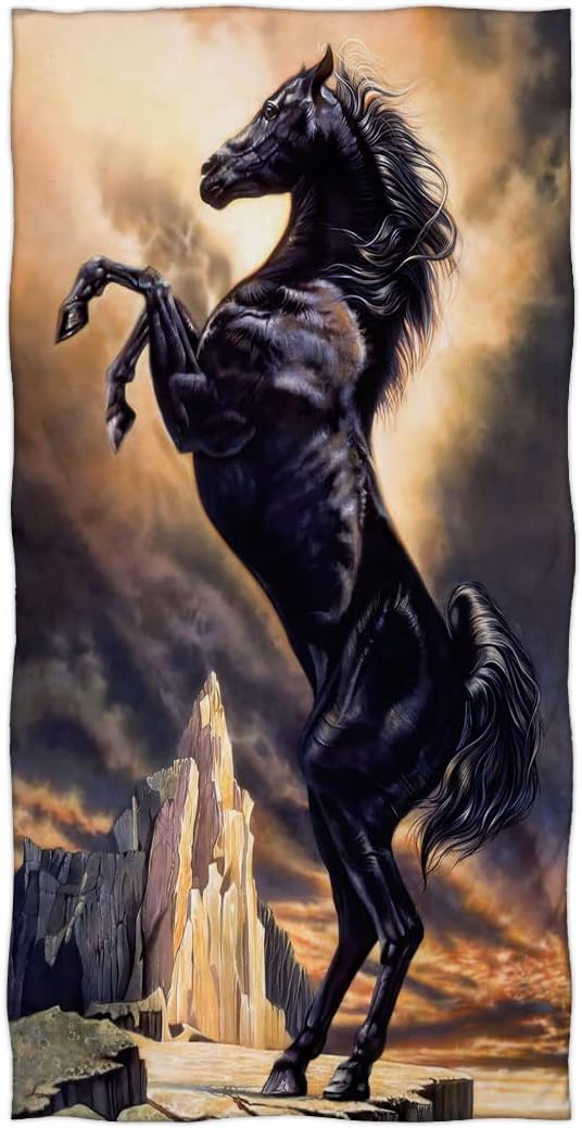 Badetuch Schwarzes Pferd Felsen 70 cm x 140 cm Strandtuch