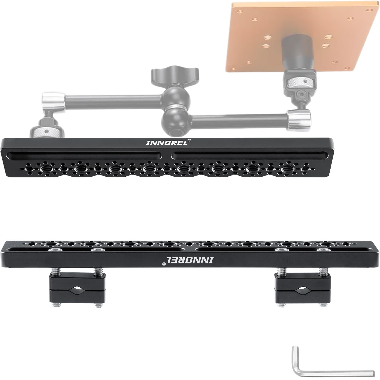 INNOREL TB2403 Car Headrest Cheese Mounting Plate Camera Monitor Bracket Clamp 1/4" Screw Shooting Extension Bracket for Installing Camera Cage, Car Headrest ARRI Camera Accessories Inside Vehicle