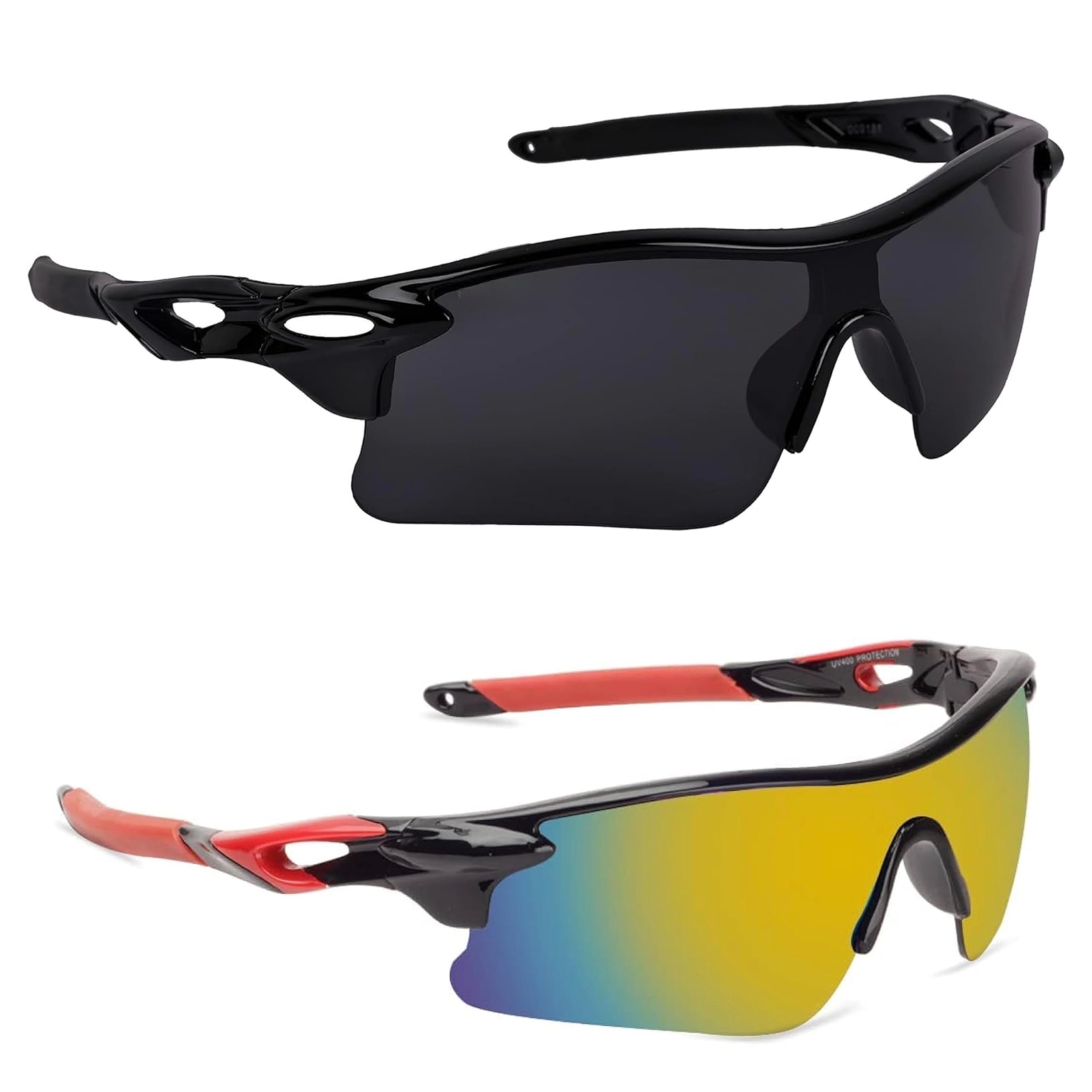 Pack of 2 Sports Sunglasses for Men & Women UV400 Protection Cycling Running Riding Outdoor Wraparound Mirror Sunglasses-image-45