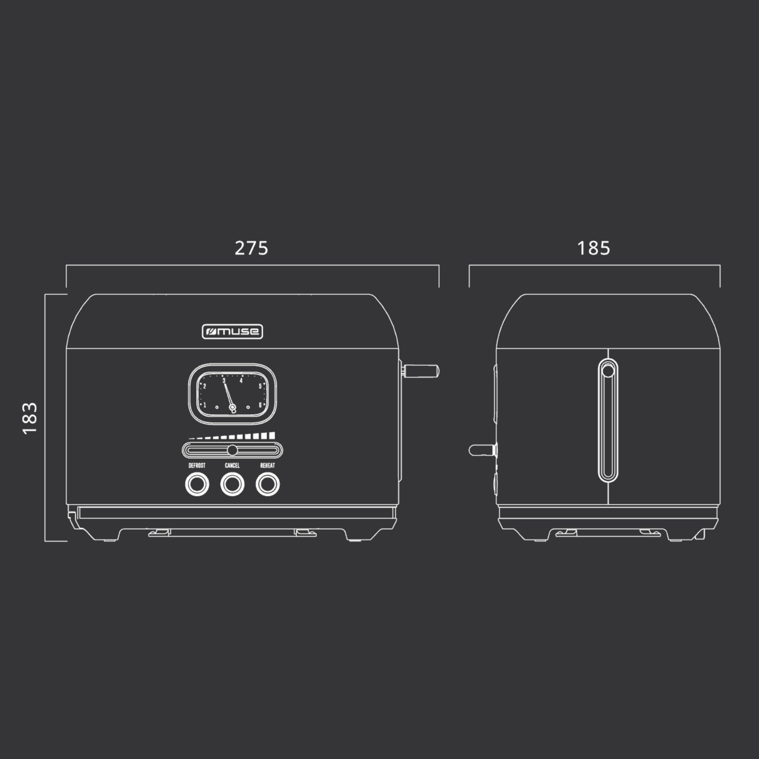 Muse MS120DG. Tostador de 2 rebanadas de pan