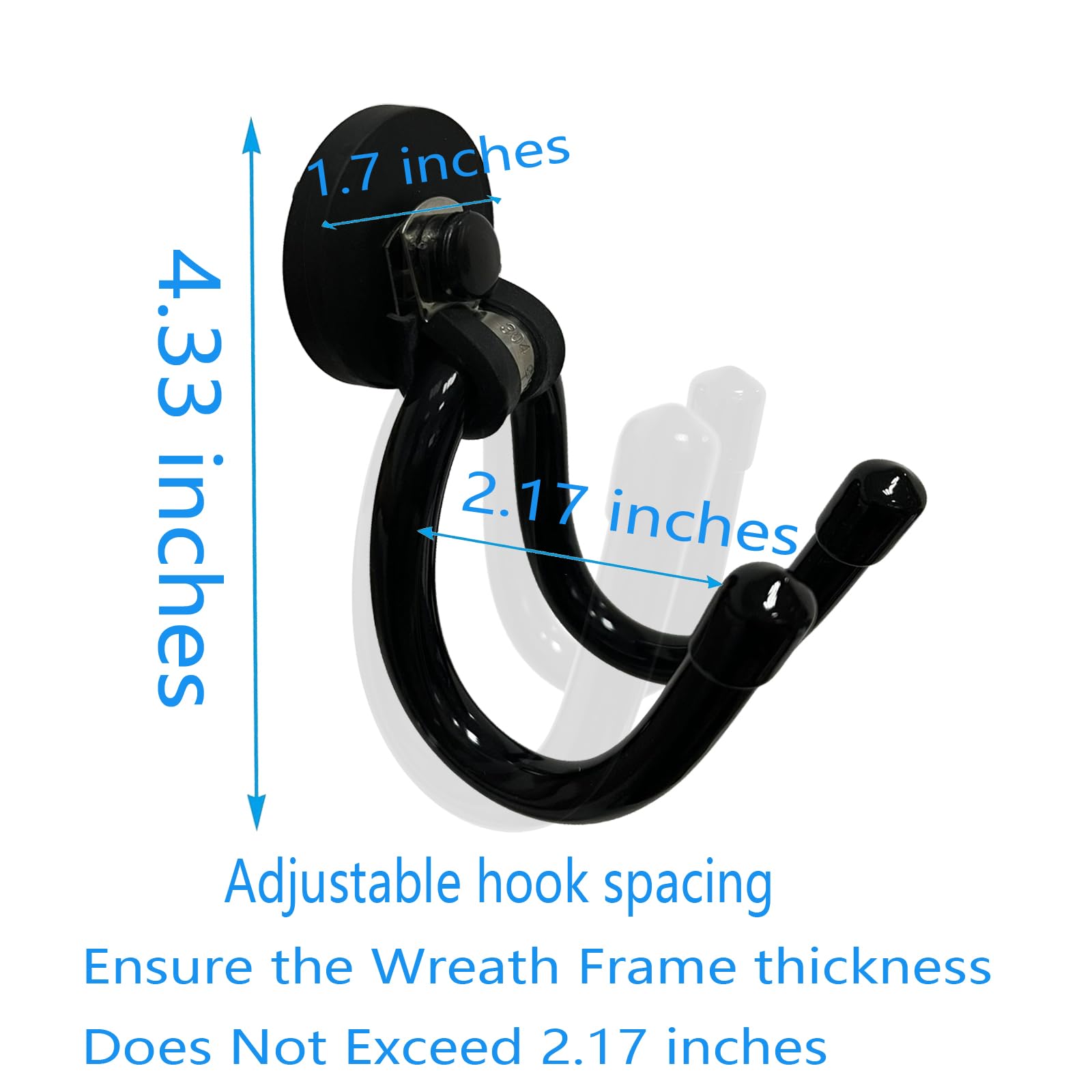 Pmsanzay 2 Pack Magnetic Wreath Hanger for Front Door Wreath Hook Wreath Holder for Metal Door Heavy Duty Magnets with Double Hook for Refrigerator Christmas Decoration - Image 3