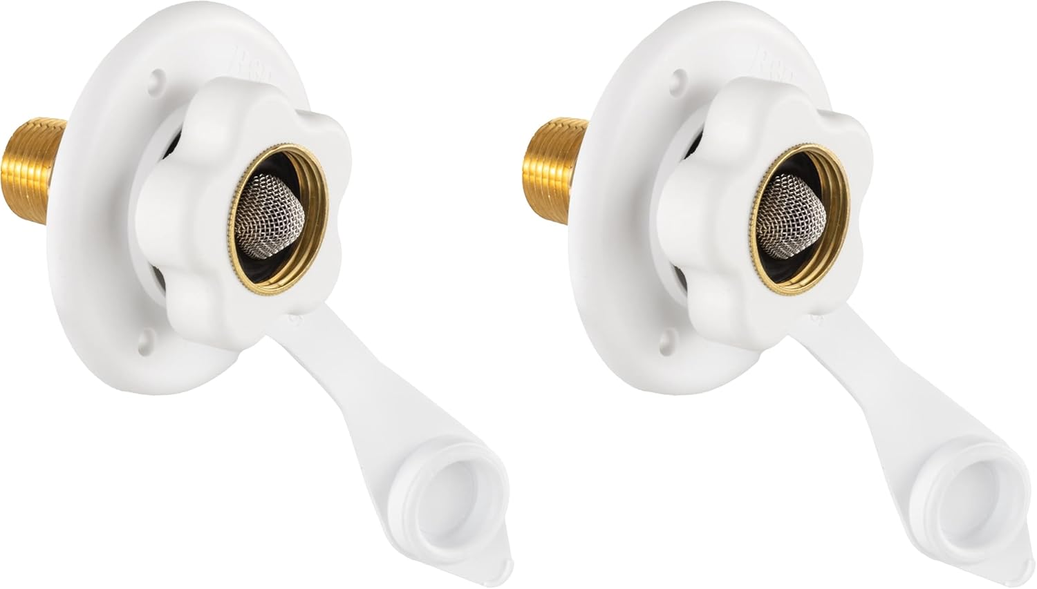 RecPro RV White City Water Fill Inlet Flange Brass with Check Valve | Made in America (No Hose Elbow) (Pack of 2)