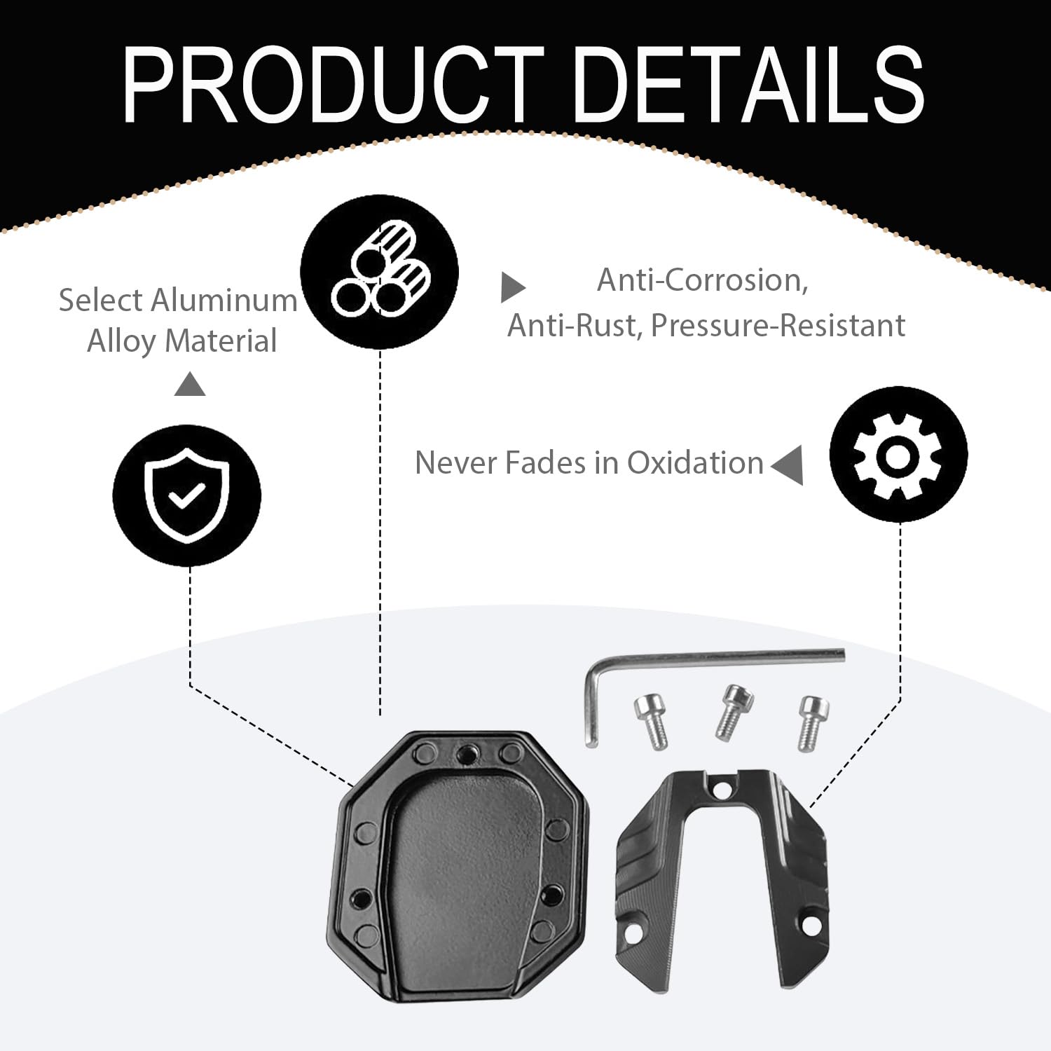 Motorrad Ständer Fuß, Motorrad Ständer Fuß Seitenverlängerung Pad Motorrad Seitenständer Unterstützung Stützplatte aus Aluminiumlegierung Verschleißfest Motorradzubehör Universal Motorrad Halterung