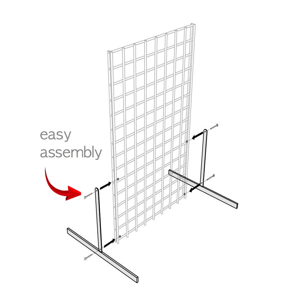 Only Hangers 2' x 6' Gridwall Panel Tower with TBase Floorstanding