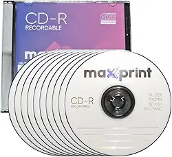 Maxprint - Kit Com 10 unidades de mídia CD-R 700MB 80 min 1X-52X 501576
