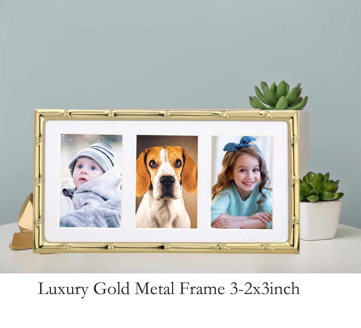 Amazon.com - 3-2x3'' Gold Multi Metal Picture Frame 3 section