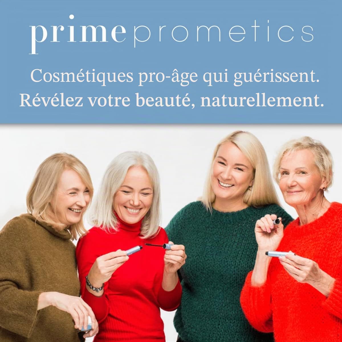Prime Prometics PrimeLash Sérum de croissance pour femmes de plus de 50 ans – Faites pousser plus de cils – Épais, fort, soulevé – en 1 balayage par nuit, infusé de vitamines, pour les yeux sensibles