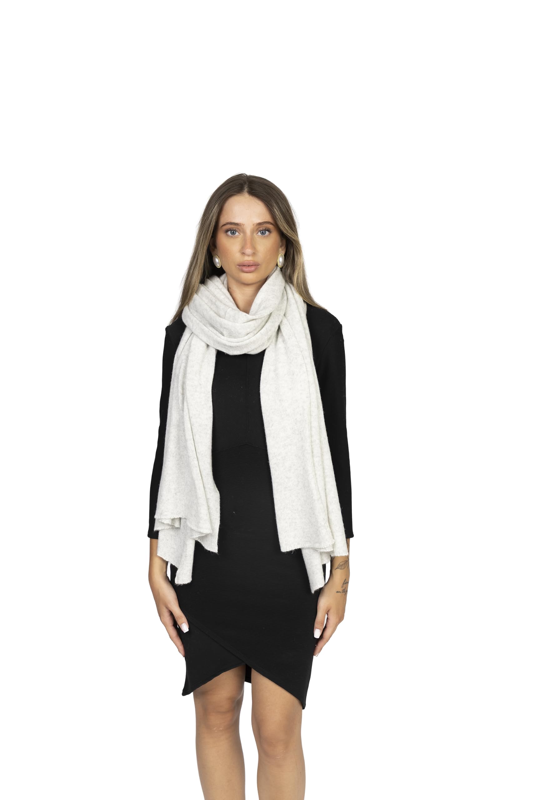 Marenza Stola Donna Misto Cashmere Made in Italy 200 x 75 cm – Sciarpa Elegante con Cashmere, Lana e Seta – Morbida, Calda e Leggera – Maxi Pashmina per Cerimonia, Inverno