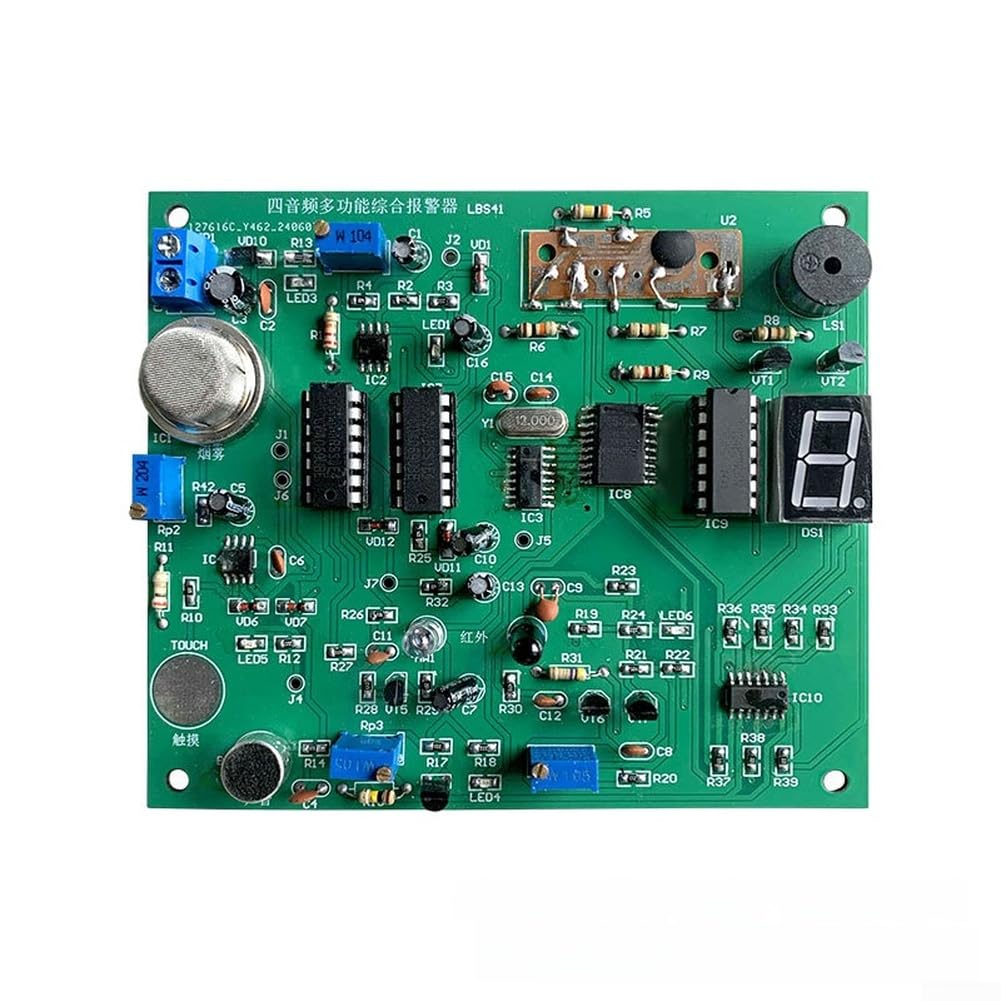 Kit de alarma de 4 tonos con detección de humo en tiempo real, detección táctil infrarroja, activación de sonido e indicación de modo visual a través de pantalla digital