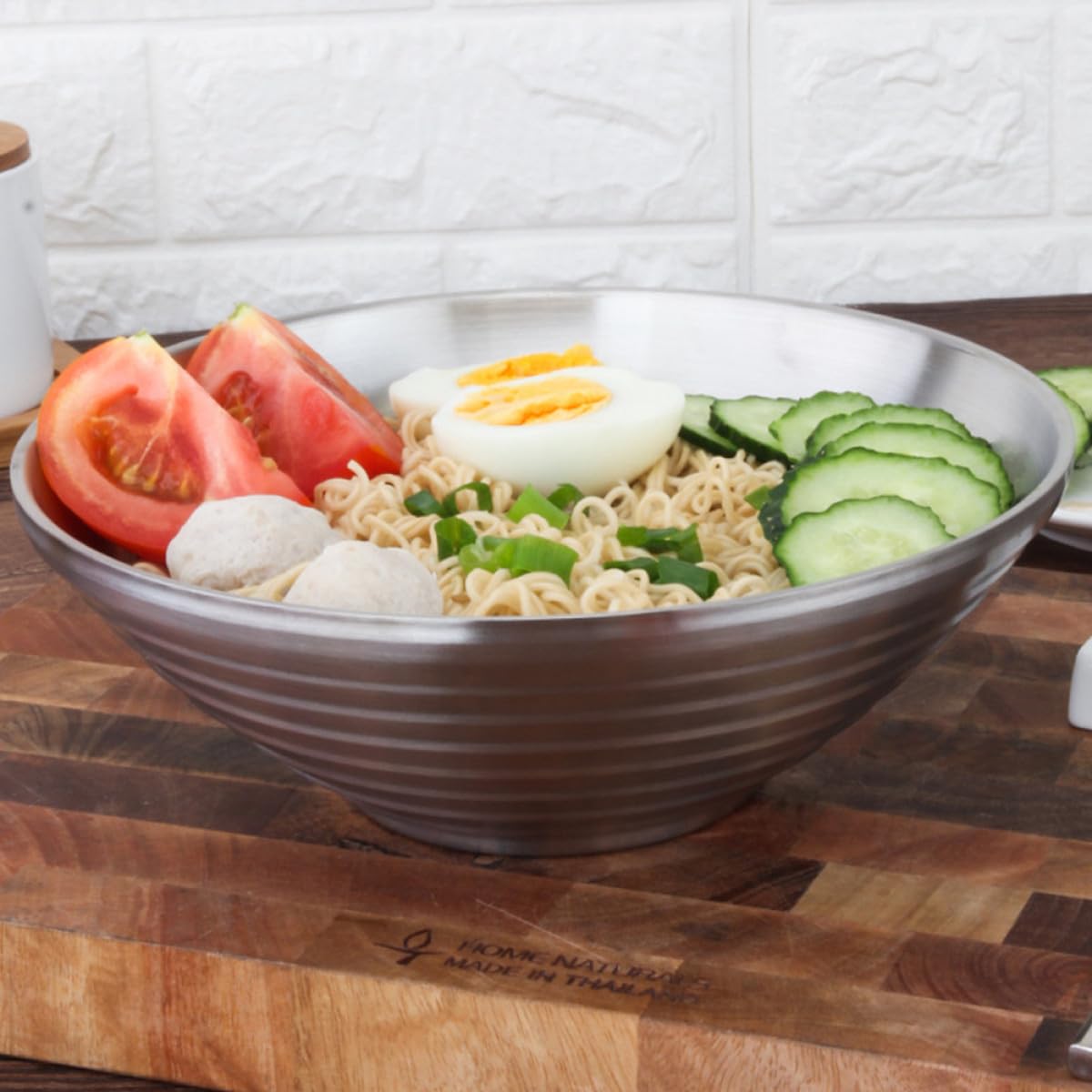 Supvox Edelstahl Suppenschüssel 16 cm Doppelwandig Isoliert – Ramenschüssel für Suppe Nudeln Reis und Salat Lebensmittelechte Servierschüssel für Küche und Haushalt