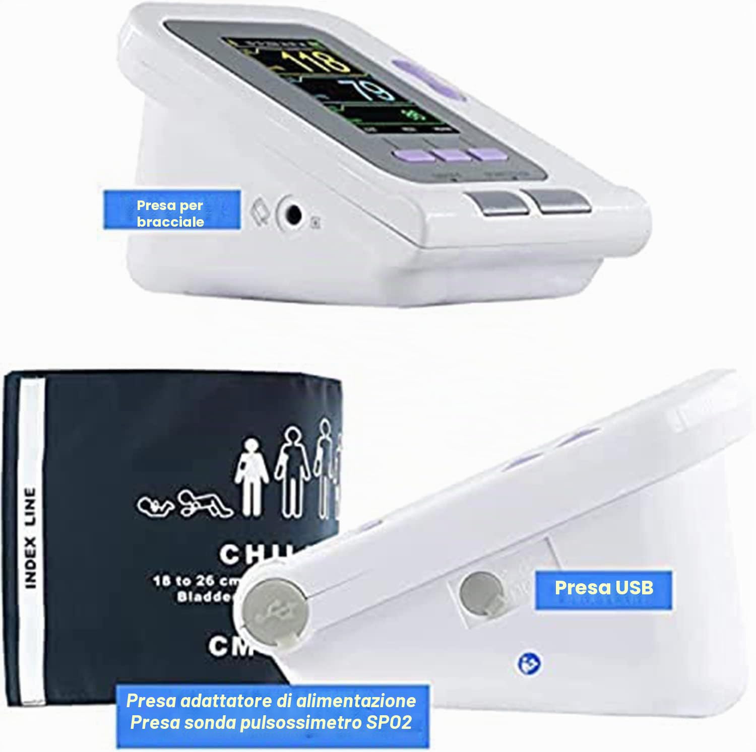 BLUEZY Polsino per Monitor della Pressione Sanguigna A LED Veterinario Digitale, Sfigmomanometro Digitale A 3 Polsini, Apparecchio Pressione per Cani/Gatti/Animali Domestici Cura degli