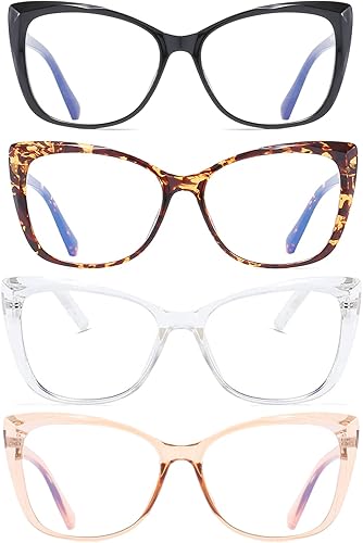 Miniatura 2 de OWTXIS Paquete de 4 lentes de lectura de gran tamaño con diseño de ojo de gato para mujeres y hombres, ligeros y grandes, lentes de moda +2.25