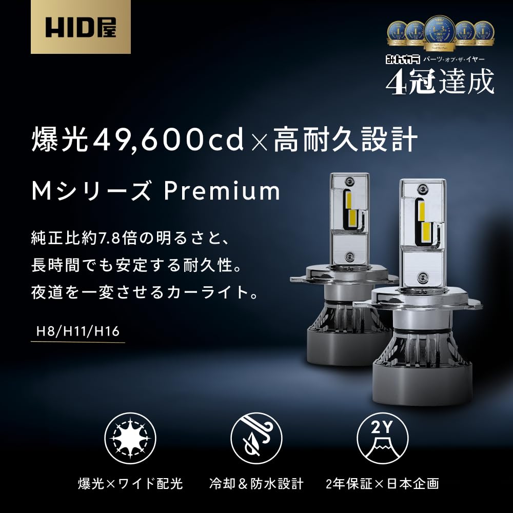 Amazon | HID屋 H8 H11 H16 LED ヘッドライト フォグランプ 49600cd