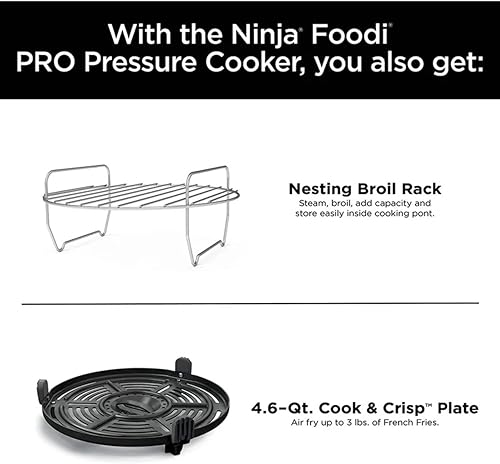 Miniatura 8 de Ninja Foodi - Olla a presión profesional 11 en 1 de 6.5 cuartos de galón, freidora de aire con acabado inoxidable que vaporiza al vapor, cocina
