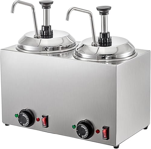 VBENLEM Dispensador de queso con bomba de capacidad de 5.28 cuartos de galón, calentador de queso caliente de 1300 W, calentador de dulce de azúcar