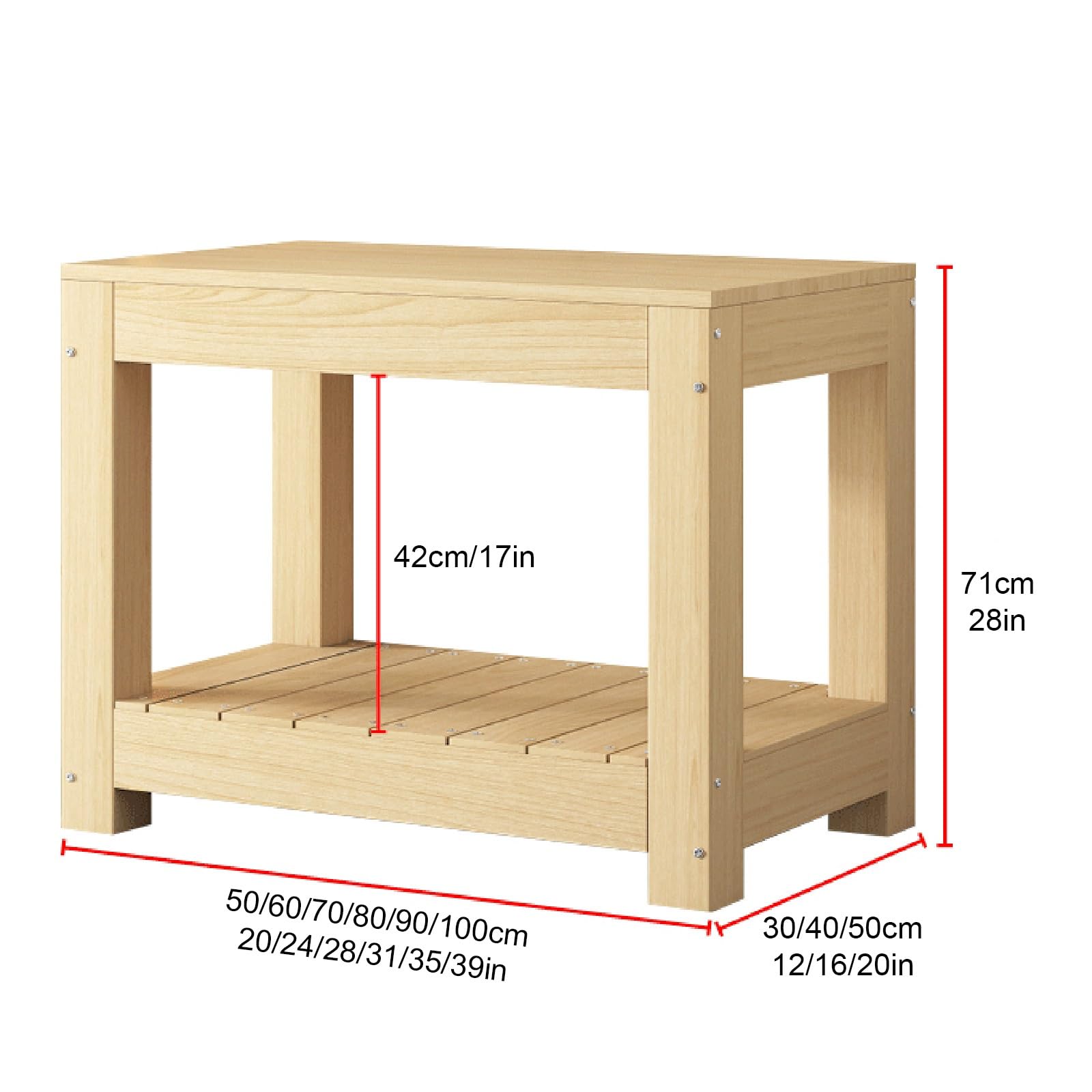Supporto Acquario, Acquario con Mobile, Supporto per Terrario | Mobile a 2 Ripiani, in Legno Massello di Pino, Portata 500 kg, Facile da Montare(60x30x71cm/24x12x28in)