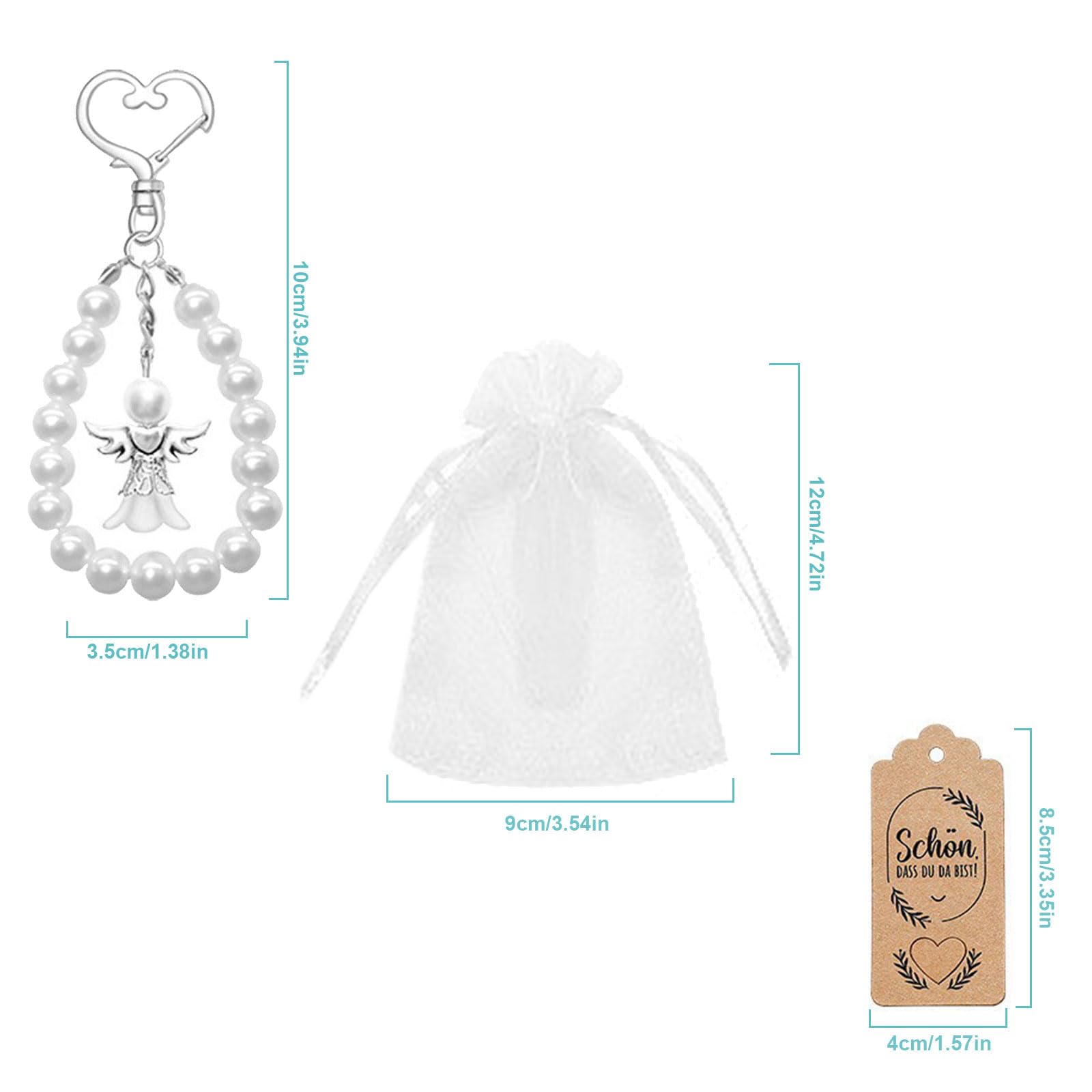 Kit 72 Porte-clés Ange Perles - Cadeau Baptême, Communion, Mariage Avec Sacs Organza