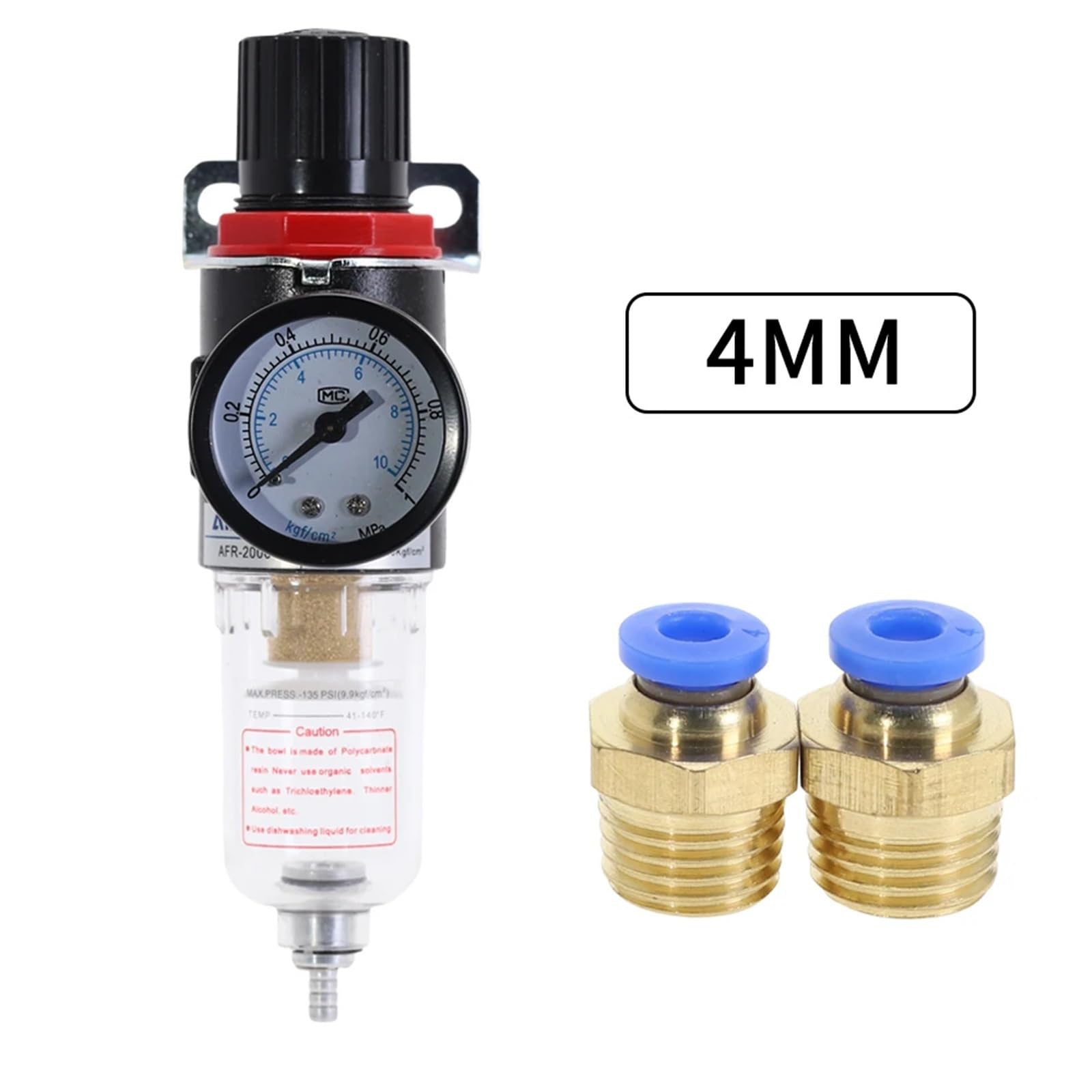 Regolatore di Filtro Pneumatico AFR-2000 unità di Trattamento Aria Pressostati Manometro AFR2000(AFR-2000 w PC-4MM)