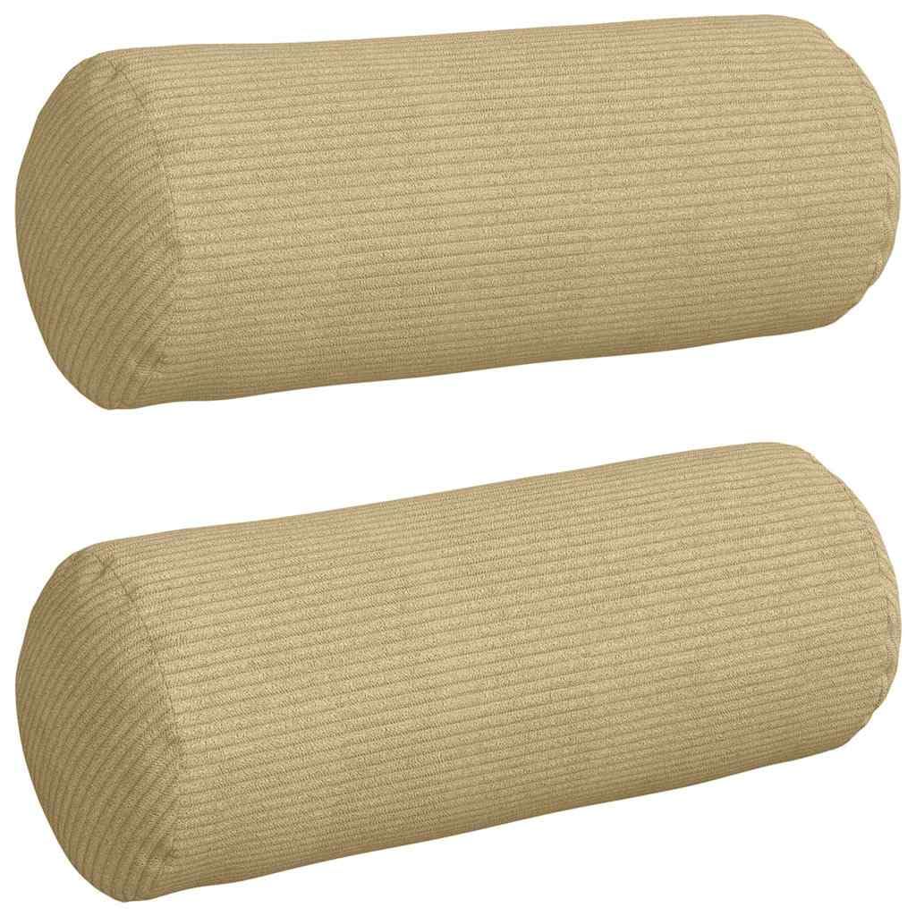 Poduszka bolster 2 sztuki szaro-zielona Ø 15 x 40 cm, sztruksowa, poduszka ozdobna na kanapę, sofę, łóżko, do wnętrz, wygodna poduszka pod kark, miękka