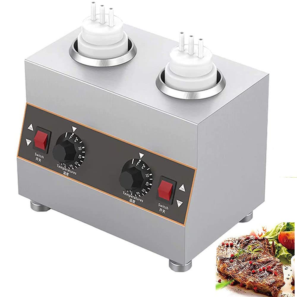 SHENGSHIYU Chocolate Electric Thermostat, Chocolate Sauce Warmer, 0°c to 85°c Automatic Control Commercial Chocolate Fountain Oven for Chocolate Shop,2BottlesSauceWarmer