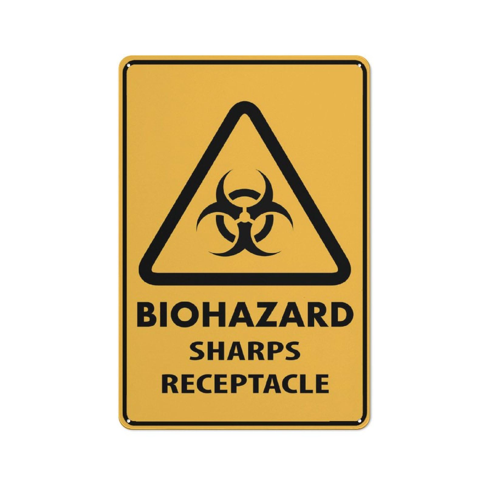 Biohazard Sharps Receptacle Sign 12X8 Inches Metal Aluminum Signs, Weather Resistant, Weatherproof, Indoor Or Outdoor