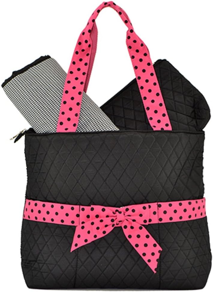 Lar Lar Quilted Solid Large 3pc Diaper Tote Bag