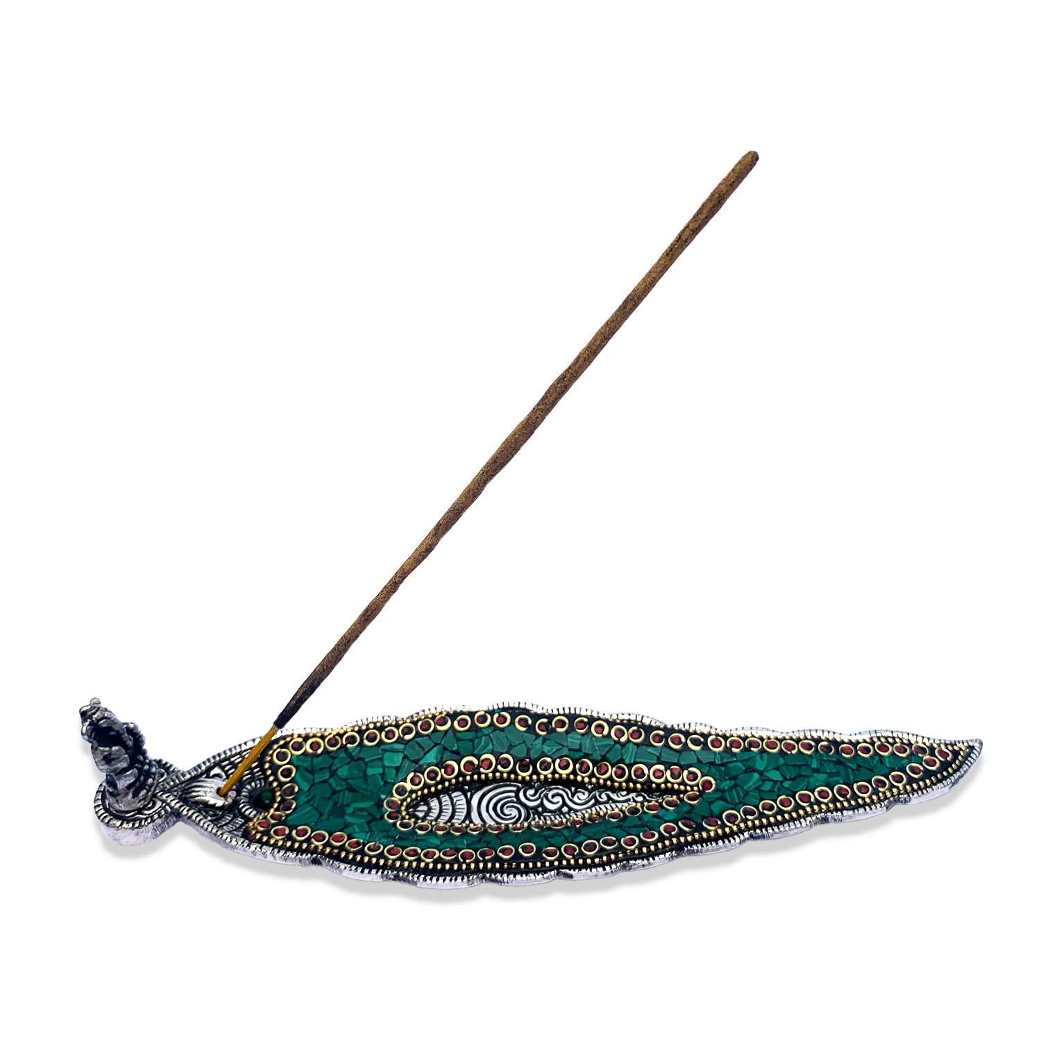 Agni Craft Agarbatti Holder with Ganesha Idol Metal Tibetan Stone