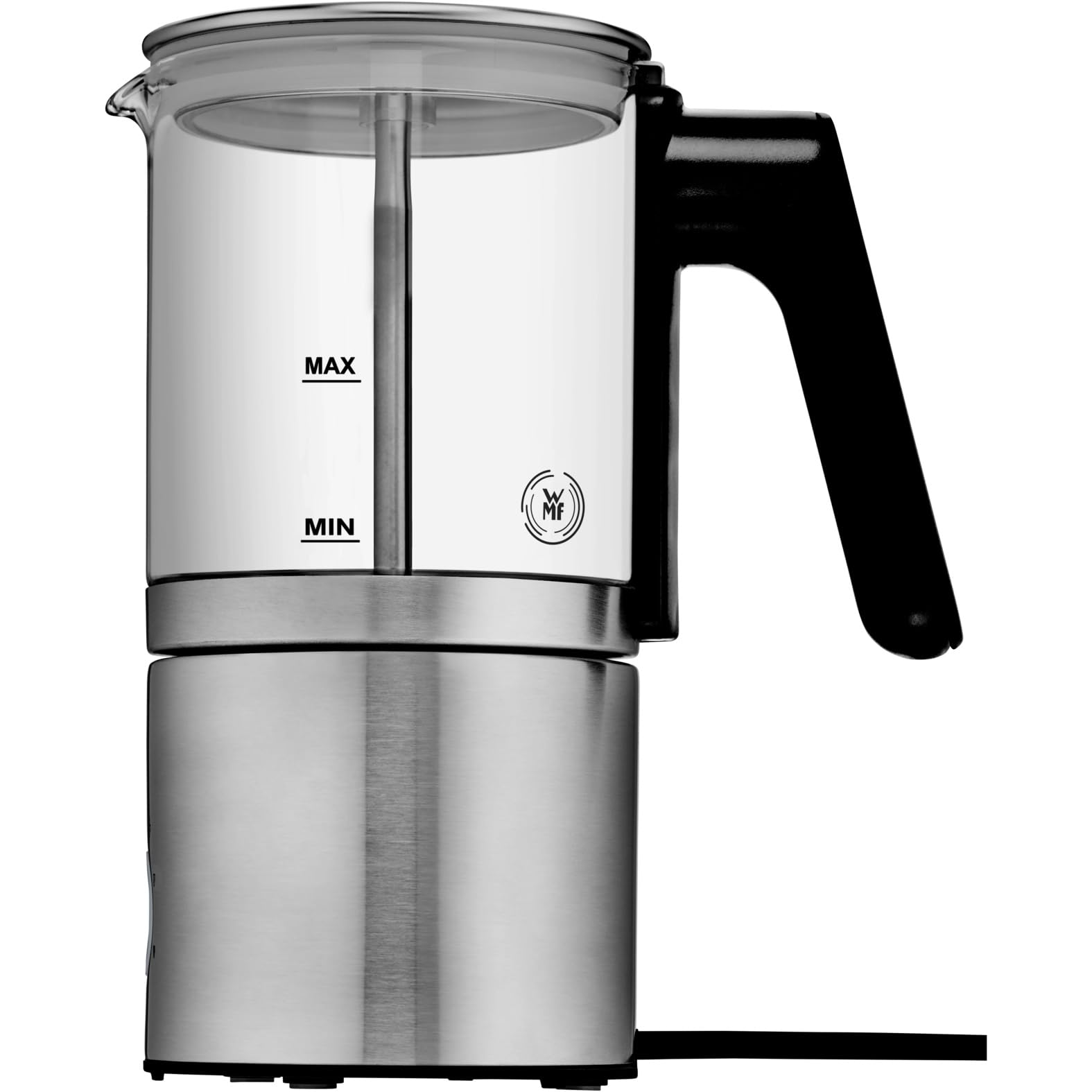 WMF Lono - Espumador de leche de cristal eléctrico, 150-250 ml, 650 W, batidora de frape, pantalla táctil, para espuma de leche caliente y fría, leche caliente, calentador de leche, cacao, chocolate
