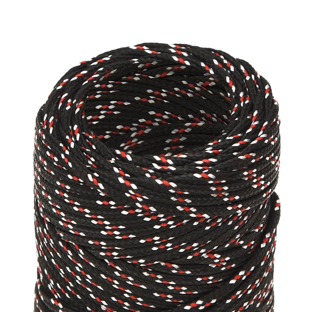 Cuerda Trenzada de la línea Outdoor, Cuerda for Barco de Polipropileno Trenzado, 100 m, 300 cm, Color Negro, for navegación, Acampada, al Aire Libre(Black+Red/500m,2 mm)