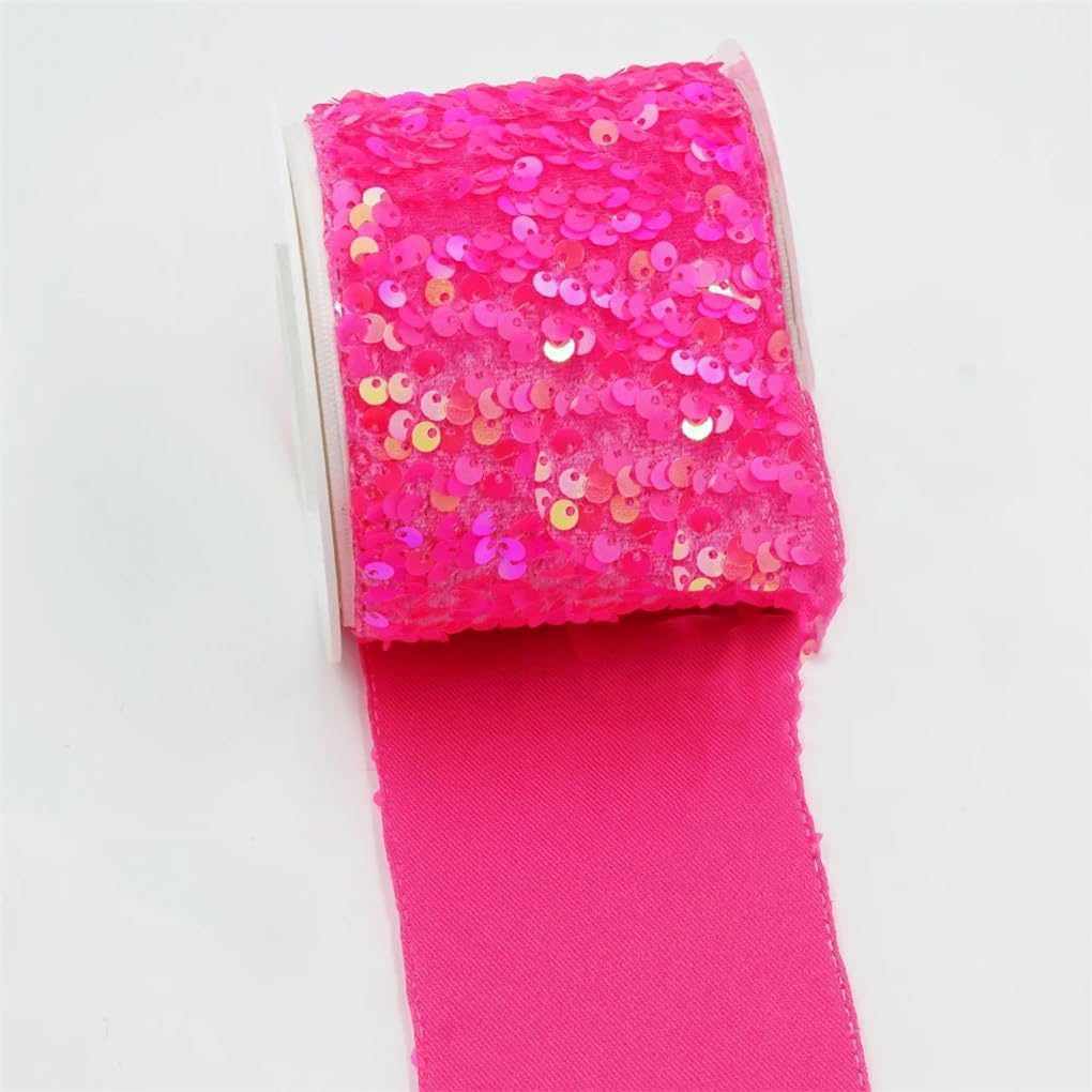 3 Inch 75Mm DIY Multi-Color Sequin Fabric Reversible Sequin Ribbon for Craft Supplies Sewing Accessories