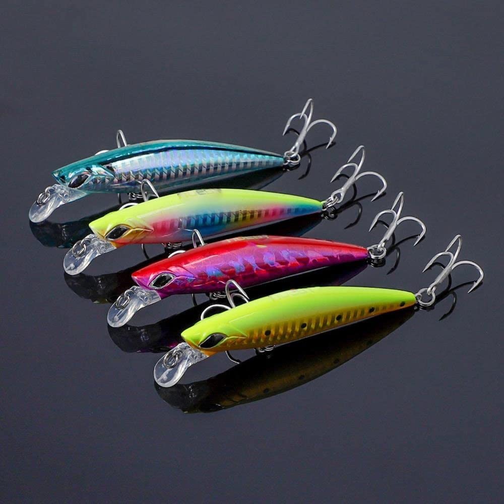 4Pcs Sinking Elritze Angelköder Set 90mm 21g Wobbler Jerkbait for Wolfsbarsch Angeln Künstliche Harte Köder Angelgerät