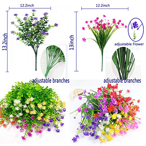 Washjxc 16 Bundles Artificial Flowers Outdoor Fake Flowers,Uv Resistant Faux Flowers Summer Decoration Artificial Greenery Plants Plastic Flowers For Garden Home Window Box Decor (Multiple Colour) #TOP5