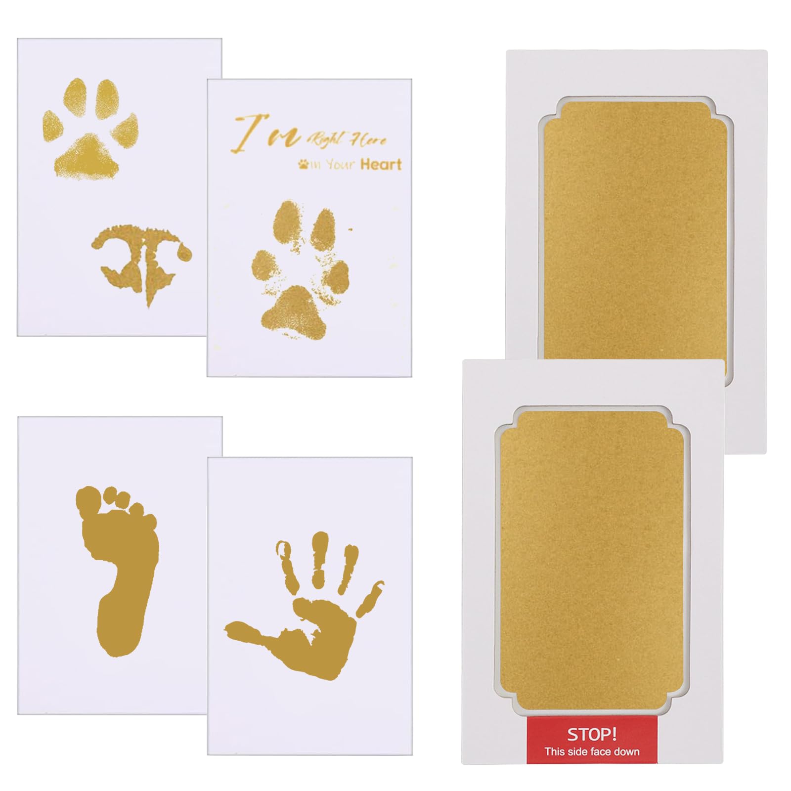 Huellas Bebé Recién Nacido Tinta, 4 Tarjetas de Impresión y 2 Plantillas, Kit de Huellas Bebé Pie y Manos Almohadillas de Tinta No se Mancha, Tinta para Huellas de Perro, Regalo de Bautizo o Recuerdo