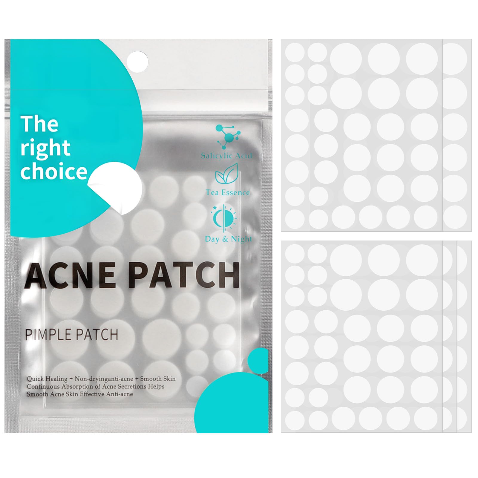 Acne Patch Pimple Patch 6 Sizes 175pcs Invisible Acne Patches Absorbing Cover Patch for Face Zit Patch Hydrocolloid