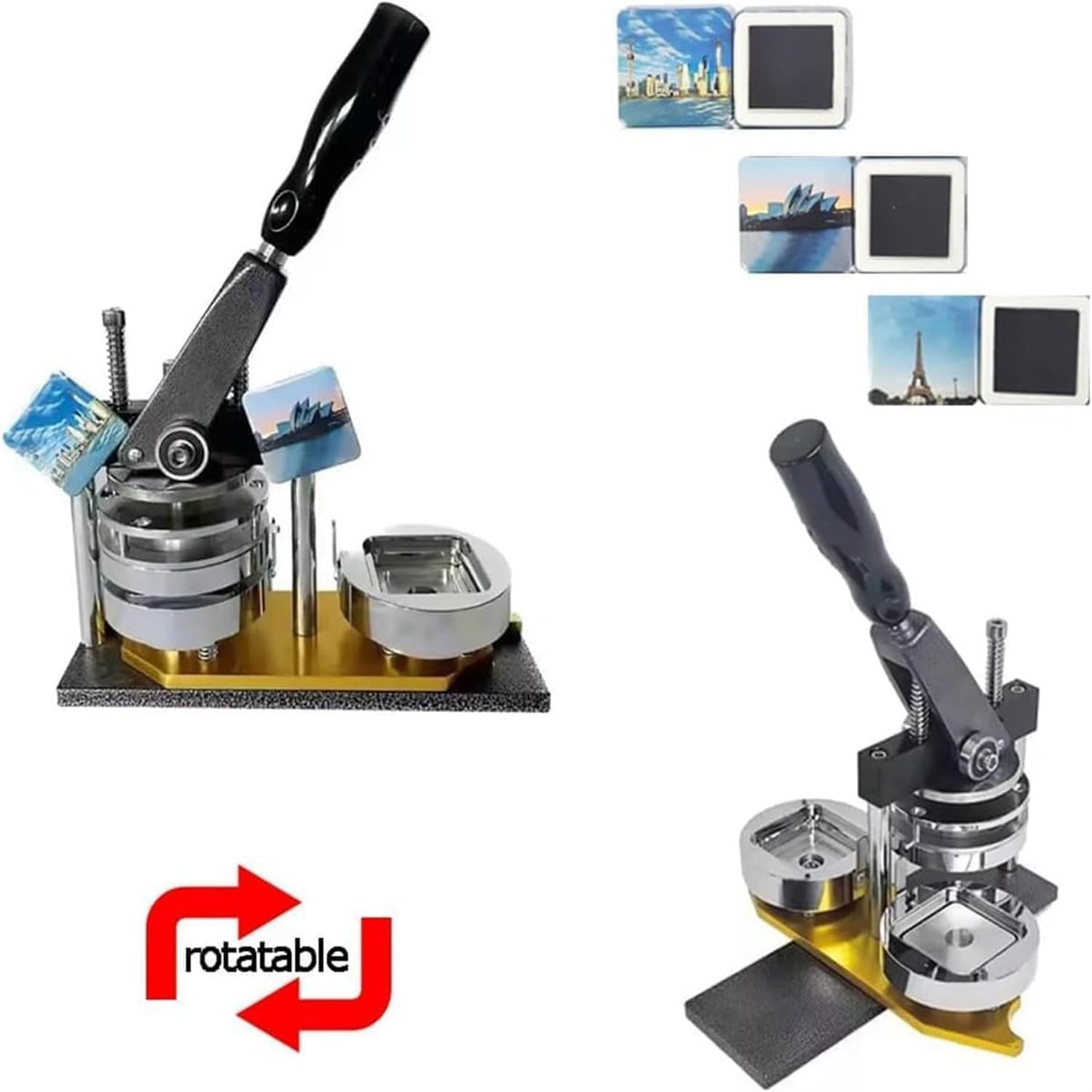 Máquina para Hacer imanes de Fotos,DIY Refrigerator Sticker Magnet Press Kit con 100-Piezas Consumibles + Cortador de Papel, Crafting sin Esfuerzo Photo Magnet Machine