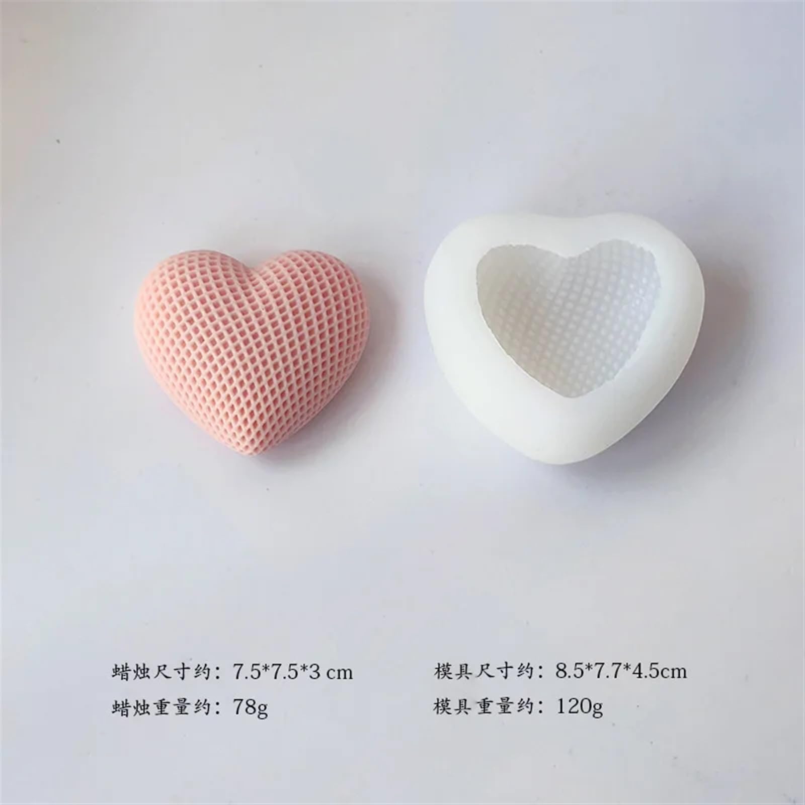 Molde de silicona para velas, Molde de vela corazón amor silicona 3D for manualidades chocolate y jabón resina DIY(M)