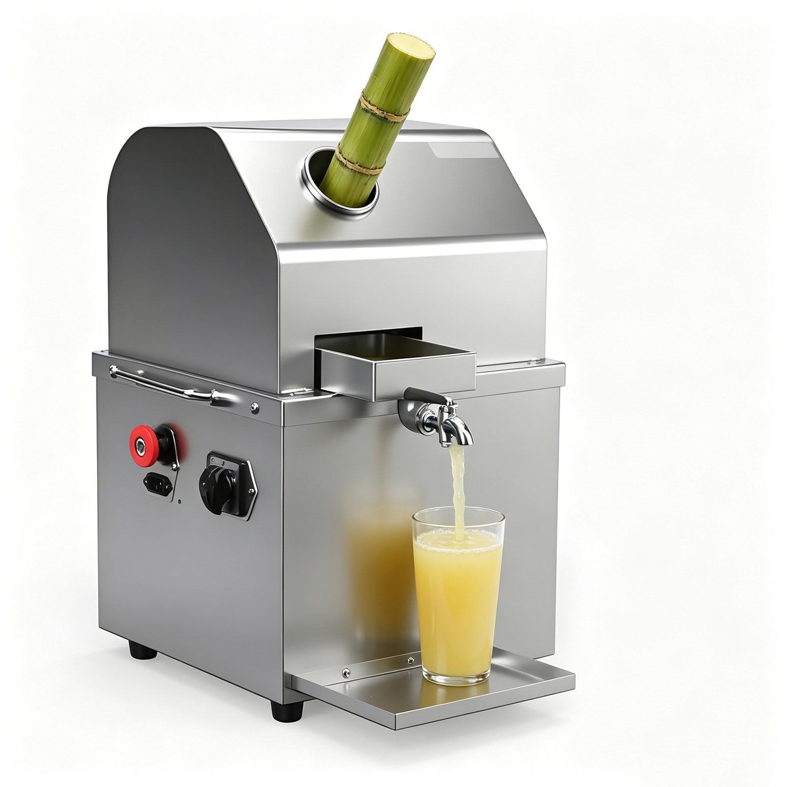GESAIDES Sugarcane Press Electric 3 Rollers Commercial Sugar Cane Juicer Press Machine Sugar Cane Juice with 304 Stainless Steel for Sugarcane Sorghum Max 300kg/h