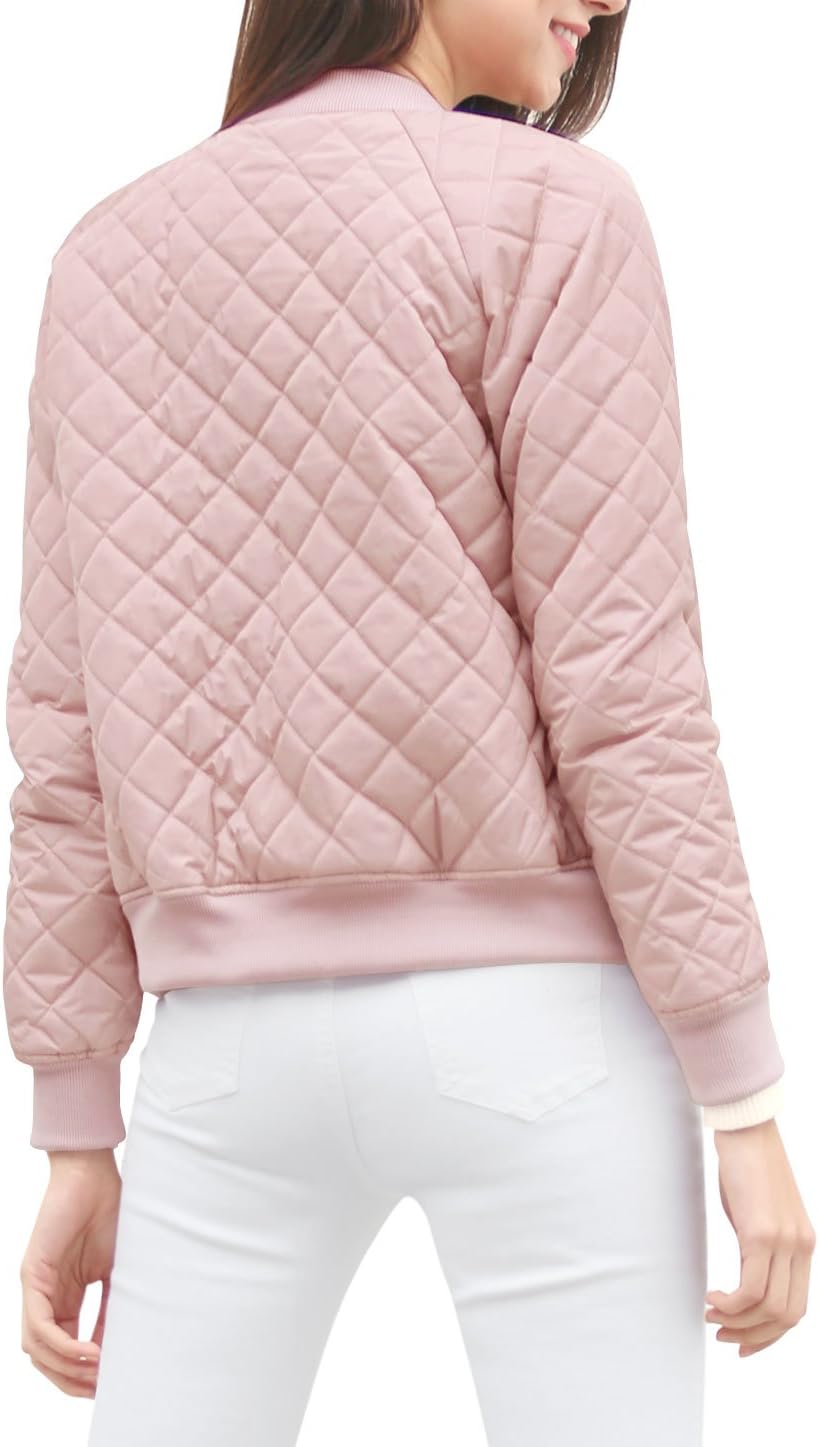 Allegra K Women's Quilted Zip Up Raglan Long Sleeve Bomber Jacket - Image 7