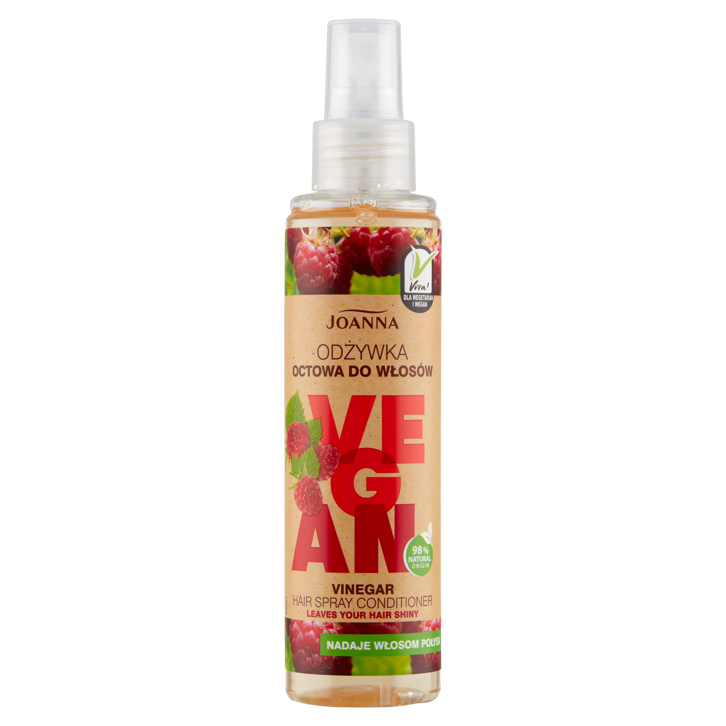 JOANNA Vegan vinegar conditioner for hair. Contains raspberry vinegar. The hair becomes softer and shiny. Leaves a delicate fruity fragrance for care of all hair types, 150 ml