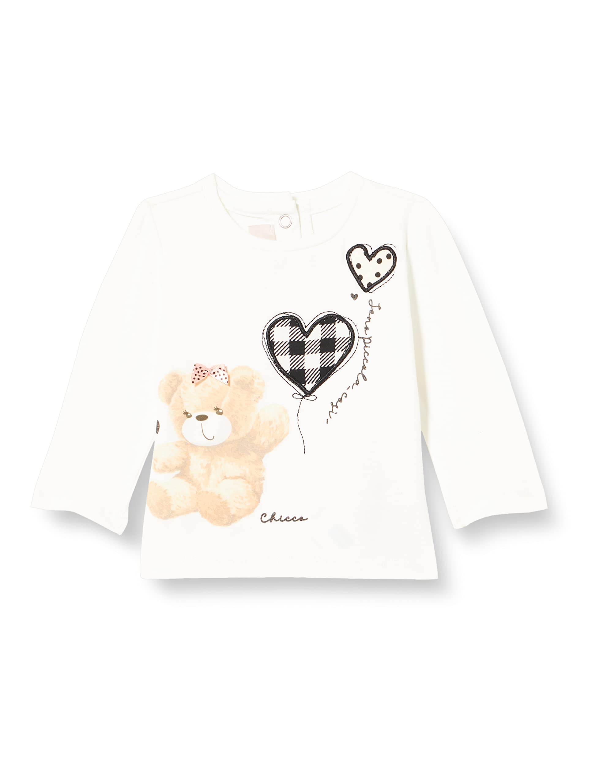 Chicco T-shirt dziewczęcy, Biały i niebieski, 9 miesięcy