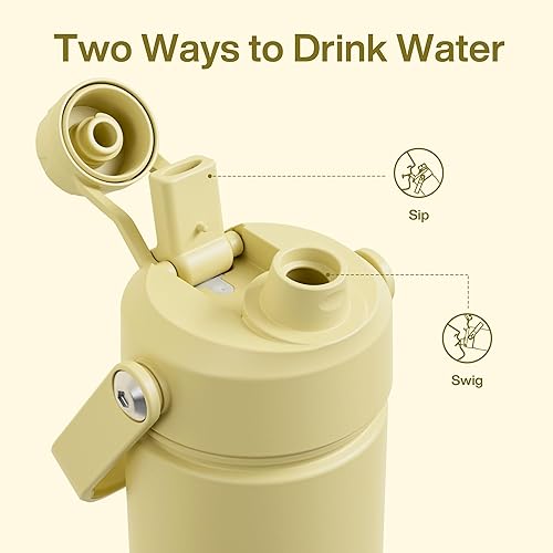 Miniatura 935 de ENCOOL Botella de agua aislada con popote, de acero inoxidable, a prueba de fugas, sin BPA, al vacío de doble pared que se mantiene fría durante 24