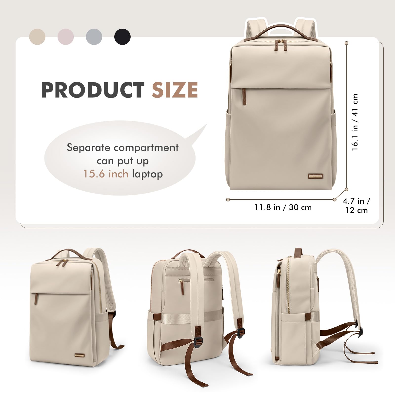 GOLF SUPAGS Zaino per Laptop da Donna Approvato Dalla Compagnia Aerea Zaino Multifunzionale Casual Adatto a Notebook da 15,6 Pollici per il Lavoro, l'università e i Viaggi