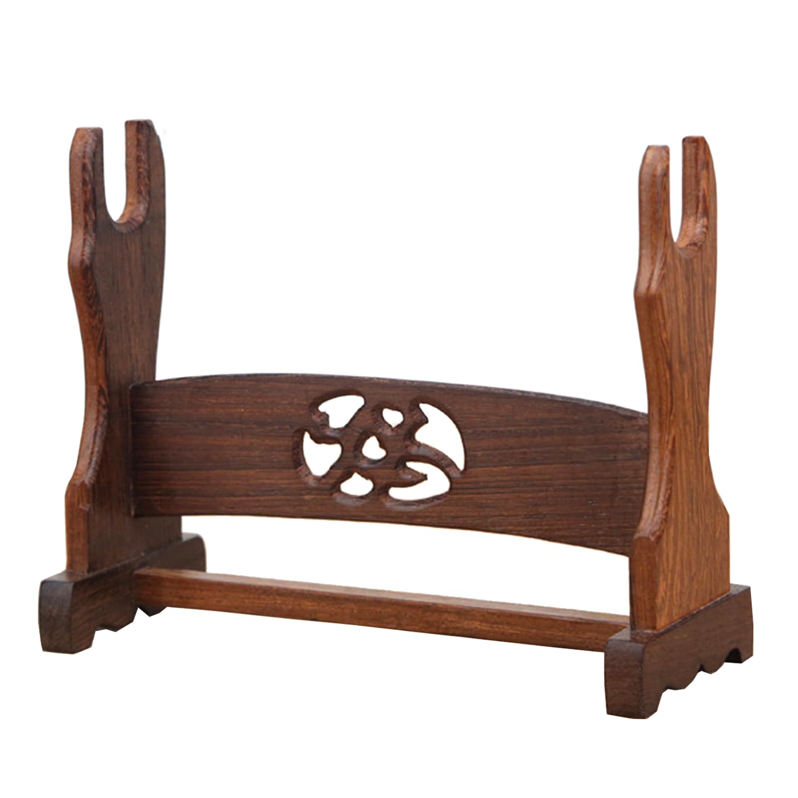 Hjhuua Brown Natural Wenge Sword Stand,Wooden Home Decoration Rack,Sword Display Stand For Samurai Sword,Bokken,Flute,Katana